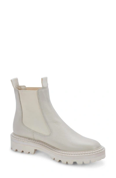 Shop Dolce Vita Moana H2o Waterproof Lug Sole Chelsea Boot In Off White Leather H2o