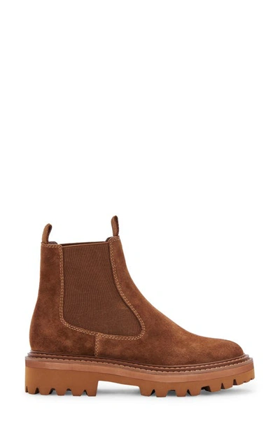 Shop Dolce Vita Moana H2o Waterproof Lug Sole Chelsea Boot In Brown Suede H2o