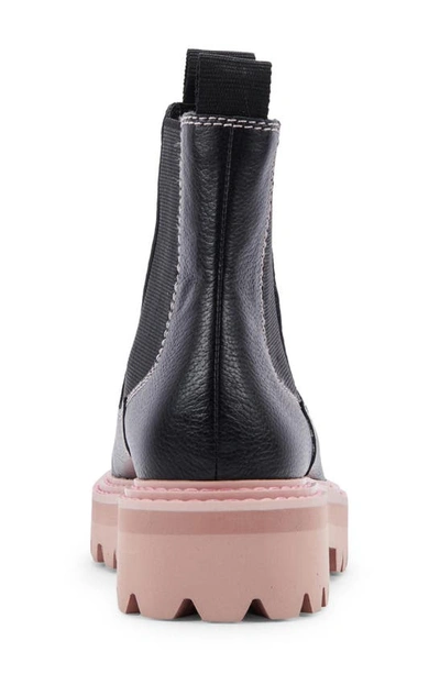 Shop Dolce Vita Moana H2o Waterproof Lug Sole Chelsea Boot In Black/ Pink Leather H2o