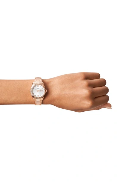 Shop Fossil Scarlette Crystal Bracelet Watch, 32mm In Rose Gold