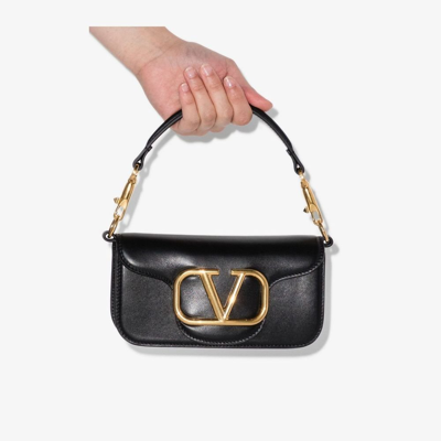 Shop Valentino Black Locò Small Leather Shoulder Bag