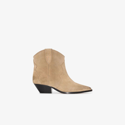 Shop Isabel Marant Neutral Dewina 40 Suede Cowboy Boots - Women's - Bos Taurus/calf Leather/calf Suede In Neutrals