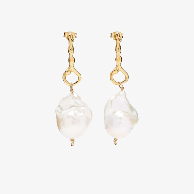 Alighieri Gold-plated The Olive Pearl Drop Earrings In Gold