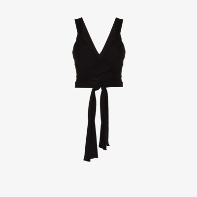 Shop Lama Jouni Black Wrap-around Crop Top