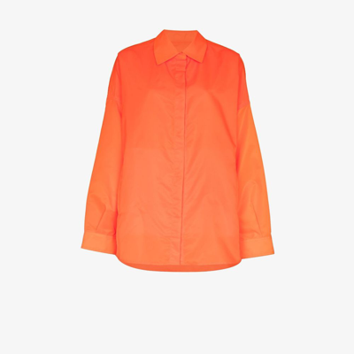 Shop The Frankie Shop Orange Perla Oversized Shirt Jacket