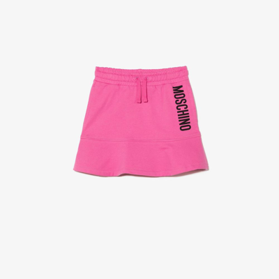 Shop Moschino Teen Pink Logo Print Skirt