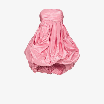 Shop Oscar De La Renta Pink Draped Silk Mini Dress