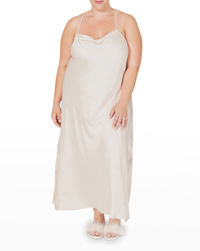 Shop Rya Collection Plus Size Darling Lace-inset Nightgown In Champagne