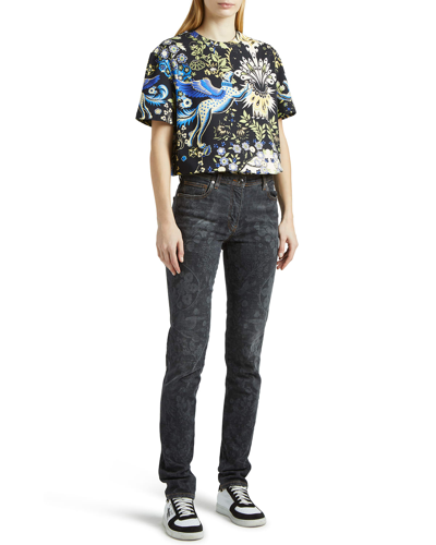 Shop Etro Logo Pegasus Paisley-print Jersey T-shirt In Black