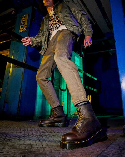 Dr. Martens' 1460 Bex Crazy Horse Leather Lace Up Boots In Dark Brown
