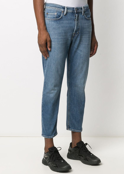 Shop Acne Studios Mid Blue River Cropped Jeans