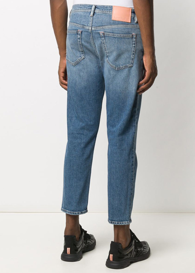 Shop Acne Studios Mid Blue River Cropped Jeans