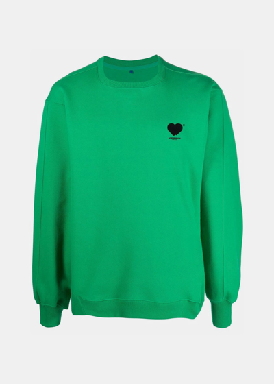 Shop Ader Error Green Twin Heart Logo Sweatshirt