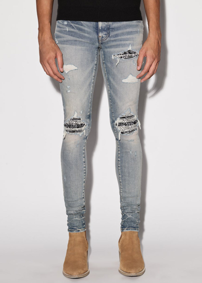 Shop Amiri Clay Indigo Mx1 Bandana Jeans