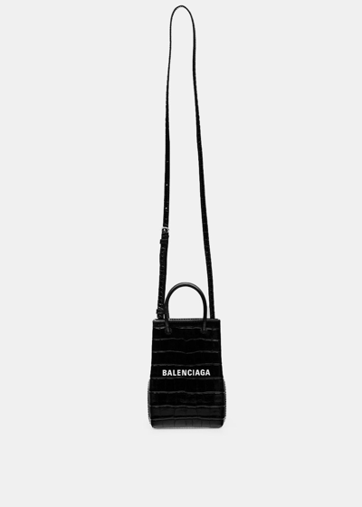 Shop Balenciaga Black Shopping Phone Holder Bag