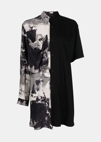 Shop Yohji Yamamoto Black Silk Asymmetric Shirt