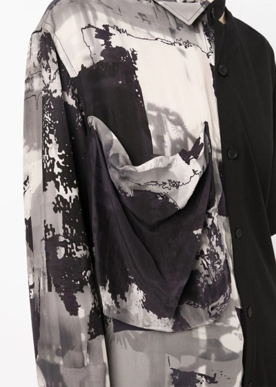 Shop Yohji Yamamoto Black Silk Asymmetric Shirt