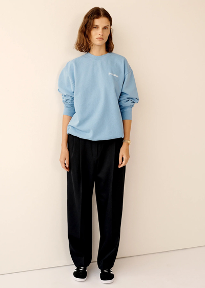 Shop Sporty And Rich Blue 'drink More Water' Sweatshirt In Periwinkle & White