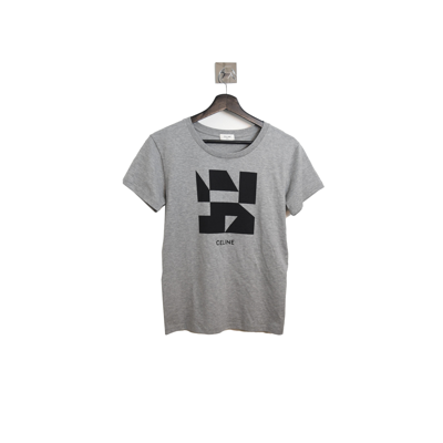 Shop Celine Tangram T-shirt Grey In Xxl