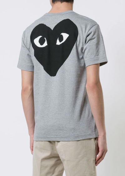 Shop Comme Des Garçons Play Grey & Black Play Heart T-shirt