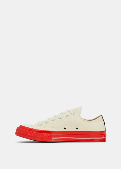 Shop Comme Des Garçons Play Comme Des Garcons Play Off-white & Red Converse Chuck 70 Sneakers In Off White