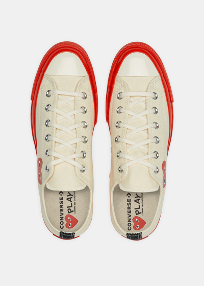 Shop Comme Des Garçons Play Comme Des Garcons Play Off-white & Red Converse Chuck 70 Sneakers In Off White