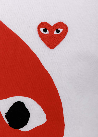 Shop Comme Des Garçons Play White & Red Como Upside Down Hearts T-shirt