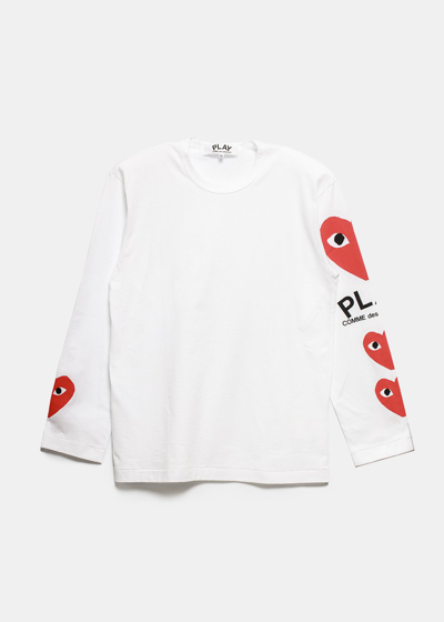 Shop Comme Des Garçons Play White Multi-heart T-shirt