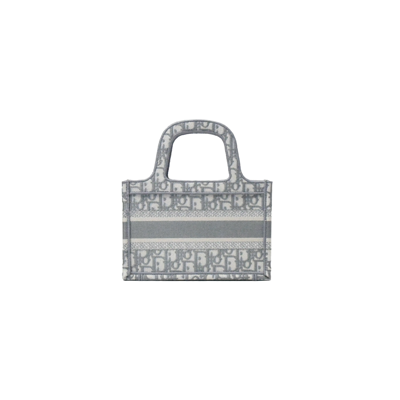 Dior Oblique Embroidery Mini Book Tote Gray In Default Title