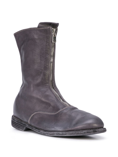 Shop Guidi Men 310 Horse Leather Front Zip Military Boot In Light Grey