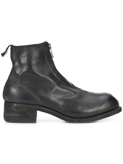 Shop Guidi Men Pl1 Horse Leather Front Zip Boot In Black