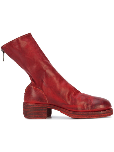 Shop Guidi Women 788z Classic Soft Horse Leather Back Zip Boot In 1006t Red