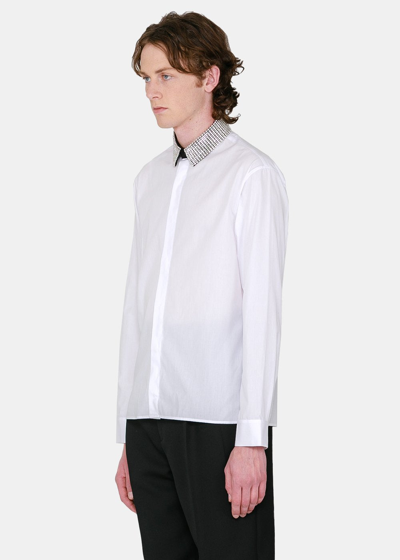 Shop Haider Ackermann White Classic Embroidered Crystal Shirt