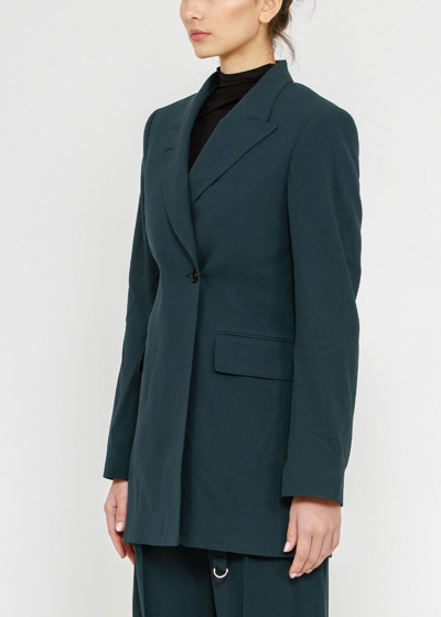 Shop Lemaire Tailored Double-breasted Jacket In Midnight Green