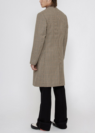Shop Maison Margiela Wool Houndstooth Coat In Brown Check
