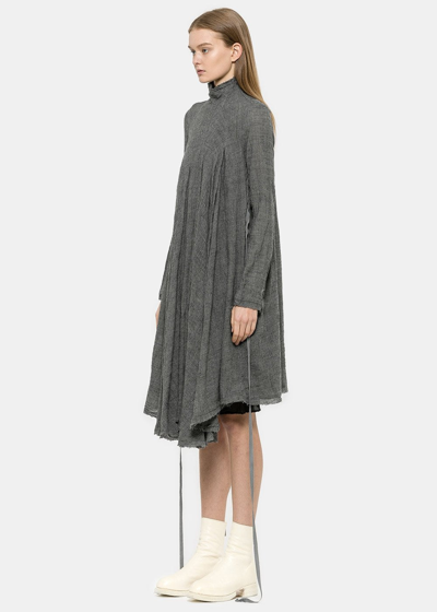 Shop Marc Le Bihan Grey Oversize Pleated Dress In Fr 36