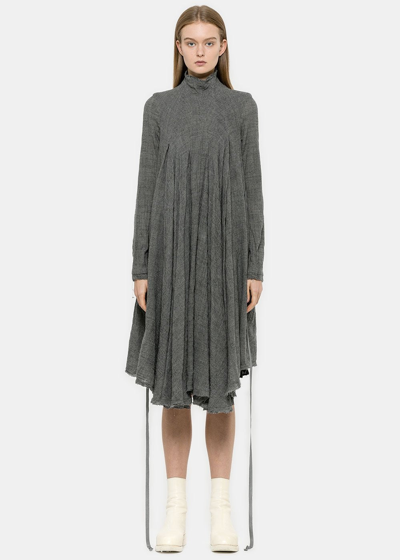 Shop Marc Le Bihan Grey Oversize Pleated Dress In Fr 36