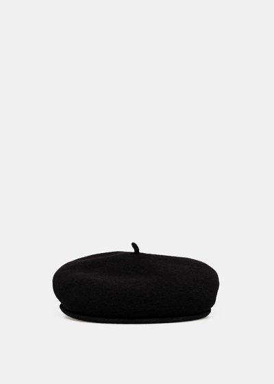 Shop Marine Serre Black Moon Logo Wool Beret Hat