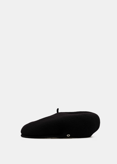 Shop Marine Serre Black Moon Logo Wool Beret Hat