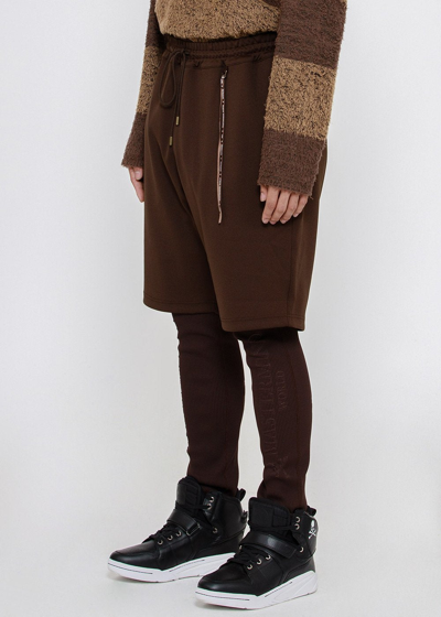 Shop Mastermind Japan Mastermind World Double-layered Legging Pants In Brown