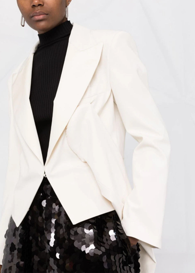 Shop Mm6 Maison Margiela Off-white Draped Sleeves Blazer In Off-whtie