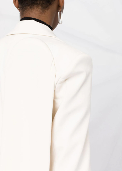 Shop Mm6 Maison Margiela Off-white Draped Sleeves Blazer In Off-whtie