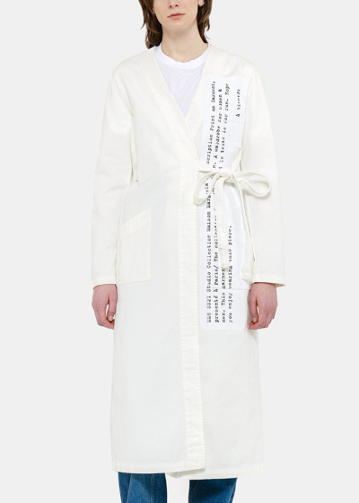 Shop Mm6 Maison Margiela Off-white Text Print Coat In Off White