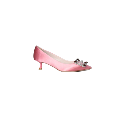 Roger Vivier Brochamour Heart Buckle Heels Light Pink 45mm In Us 16