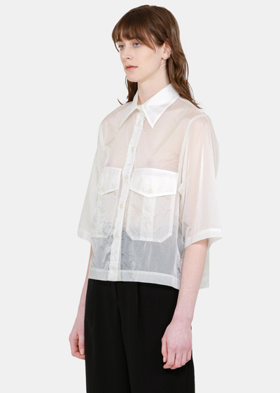 Shop Song For The Mute Light Grey Cropped Military Shirt