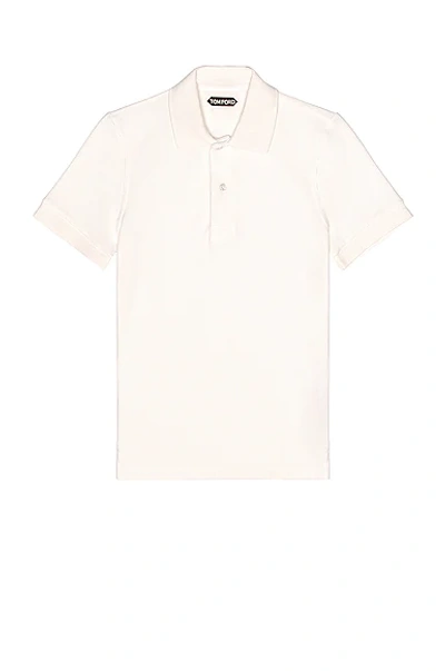 Tom Ford White Polo Shirt With Classic Collar In Cotton Blend Man In White