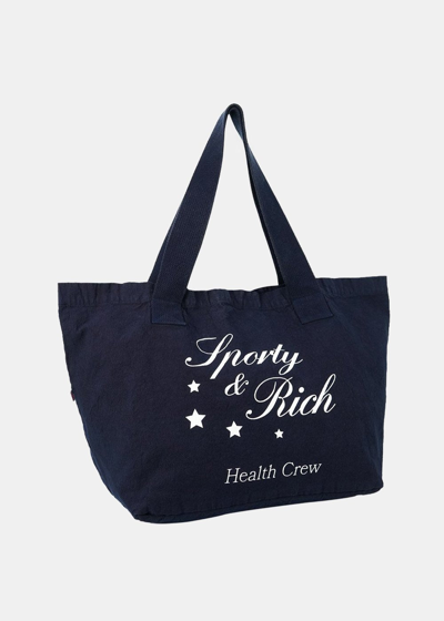 Shop Sporty And Rich Sporty & Rich Navy Stars Health Crew Tote In Navy & White