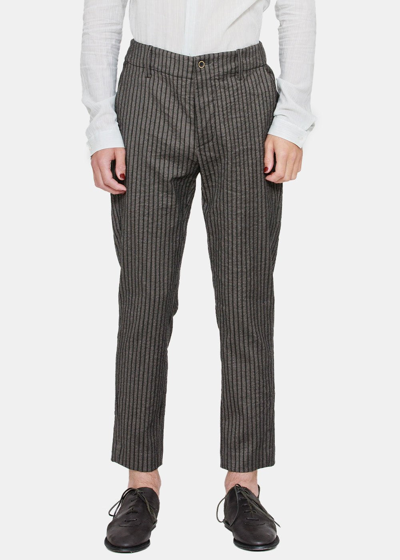 Shop Uma Wang Grey & Black Striped Felix Pants