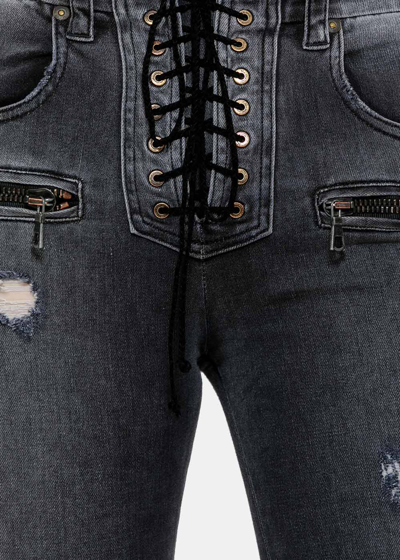 Shop Ben Taverniti Unravel Project Unravel Project Black Rinsed Lace-up Jeans