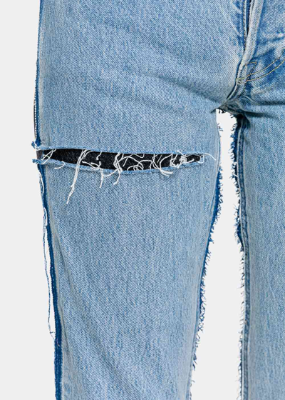 Shop Vetements Blue & Black Reworked Jeans
